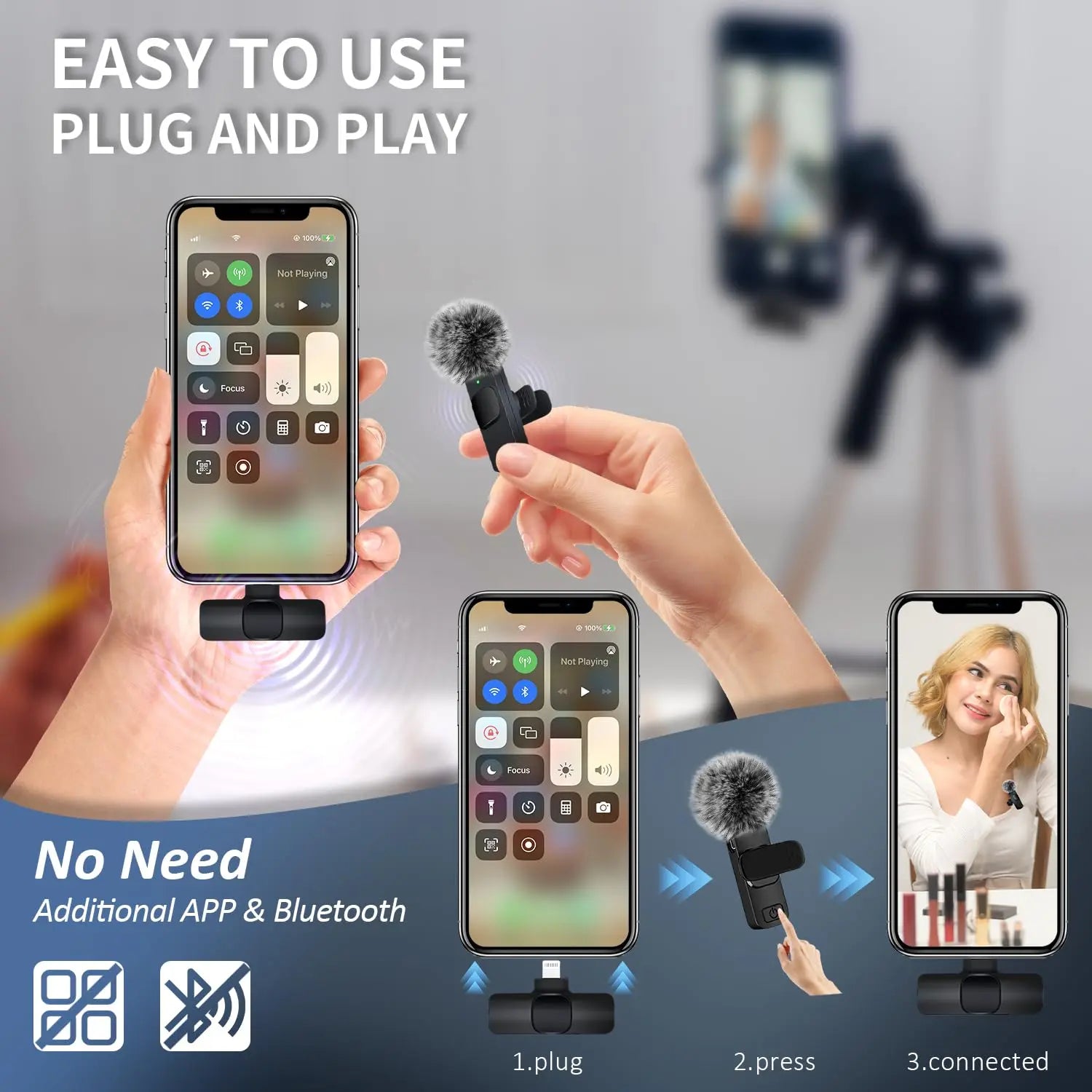 2-Pack Wireless Lavalier Clip-On Microphones