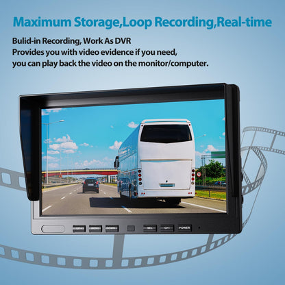 Ⅱ 10" 1080P Wired Backup Camera System,10-Inch HD Dual Split Screen Monitor with Recording IP69 Waterproof Rear View Camera Parking Lines Supports up to 2 Cameras for Truck/Trailer/Rv(Dy101)